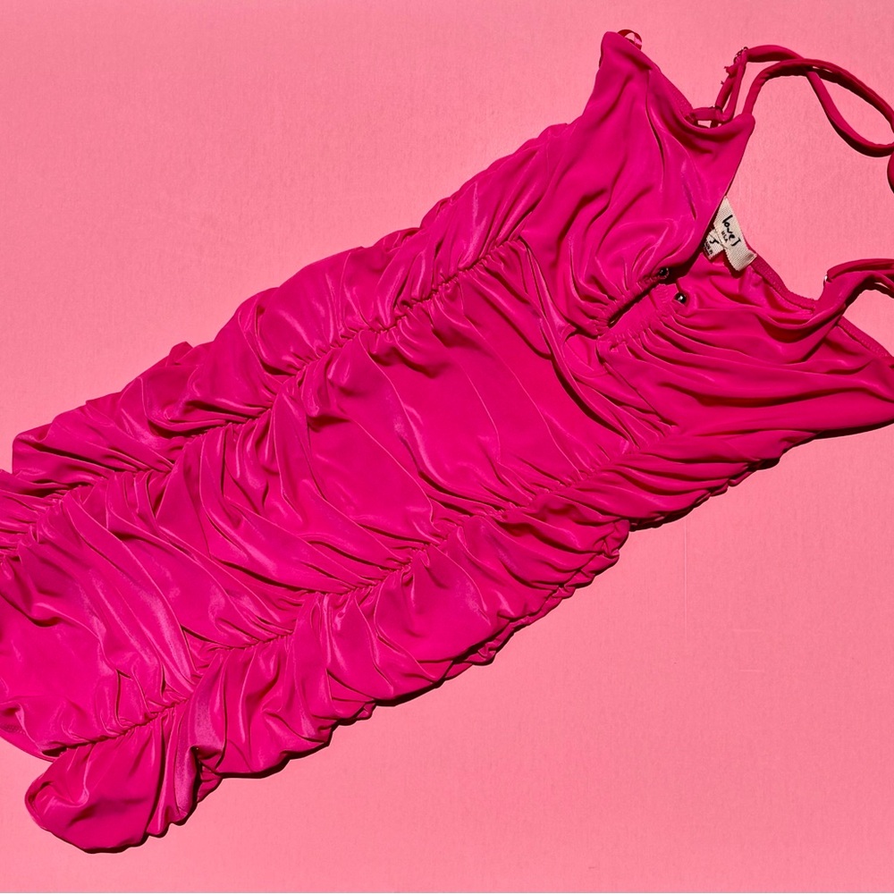 Vibrant Pink Ruched Dress
